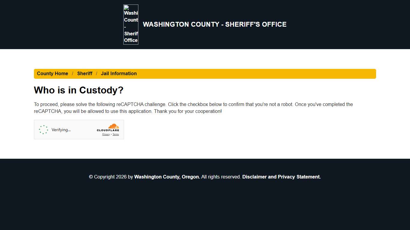 Washington County - Who is in Custody?